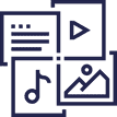 Symbol für Multimedia-Steuerung – Integration von Musik, Videos und Bildern im Smart Home.
