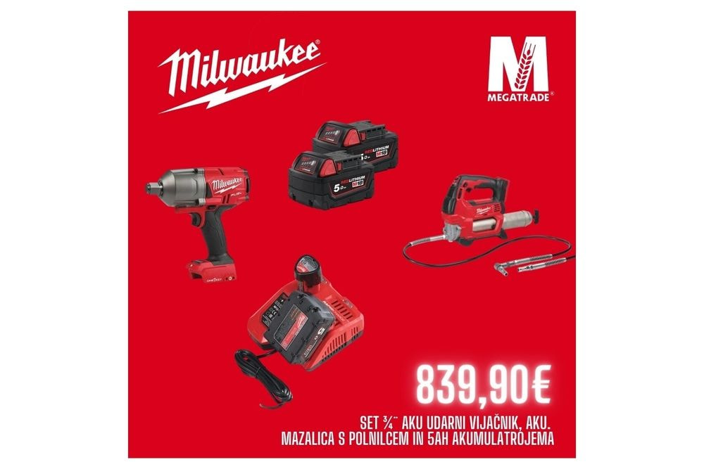 AKU SET 3/4” + mazalica + polnilec + 2KOM. 5Ah aku AKU SET 3/4” + mazalica + polnilec + 2KOM. 5Ah aku