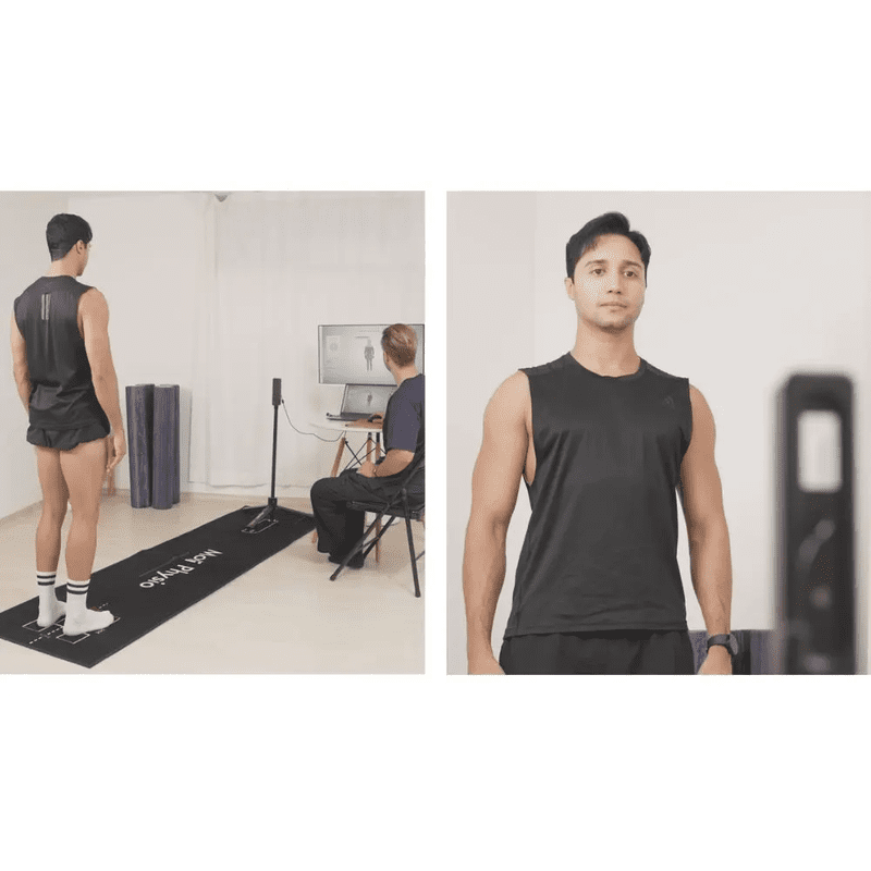 Person during posture analysis with Moti Physio