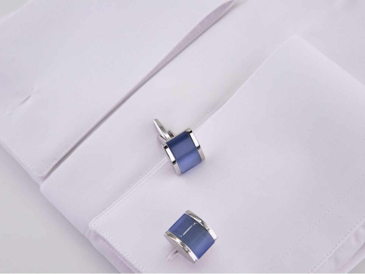 Blue color and stainless steel cufflinks