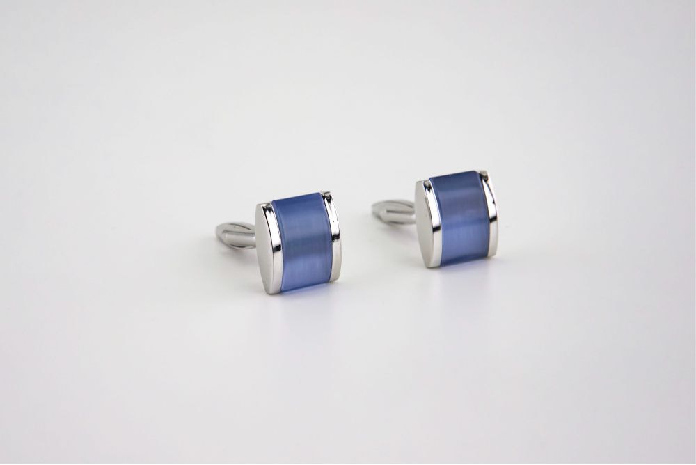 Blue color and stainless steel cufflinks