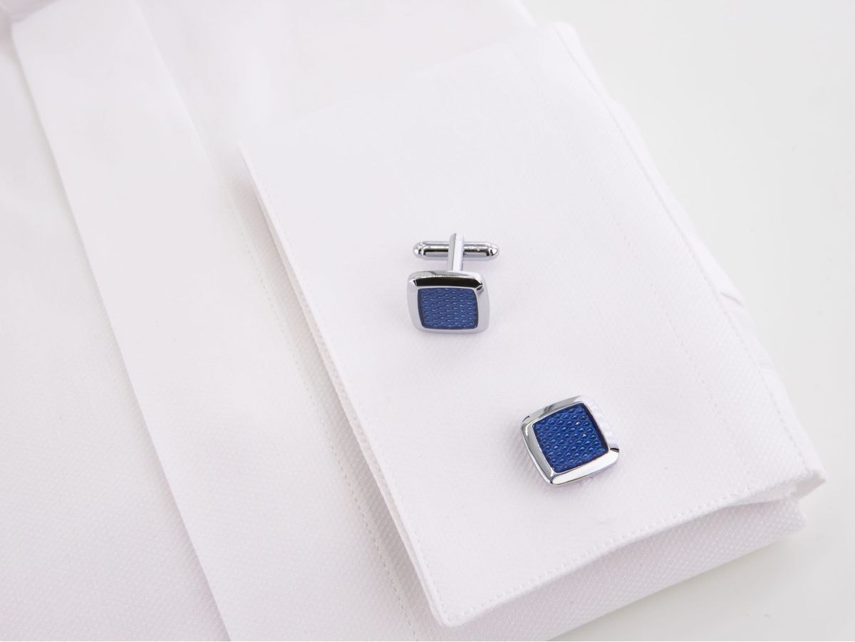 Blue color and stainless steel square cufflinks