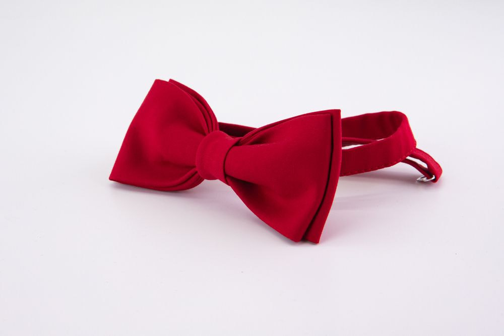 Red satin bow tie