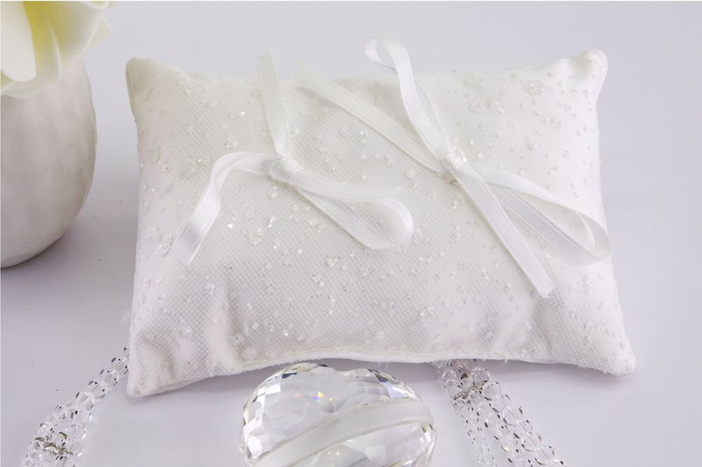 Ring bearer pillow in white satin