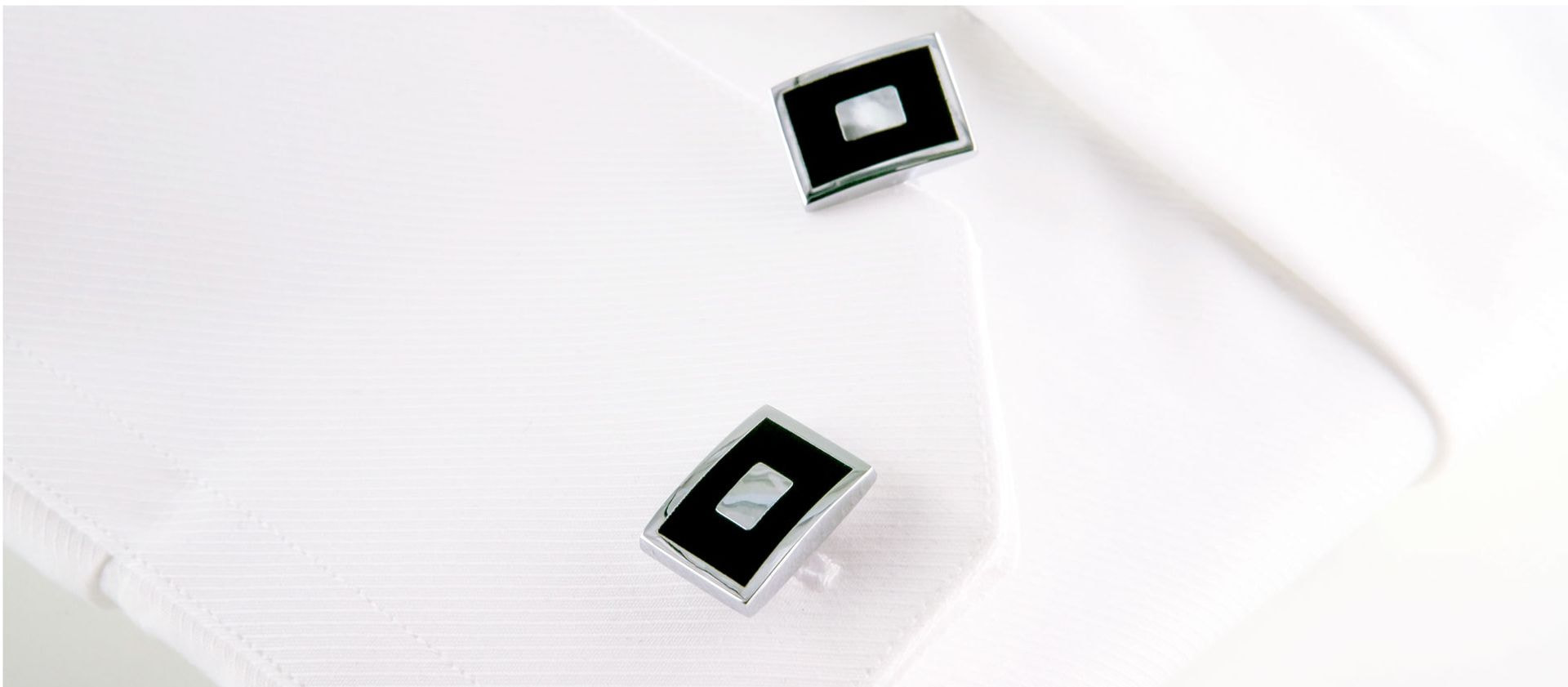 Steel and black rectangular cufflinks