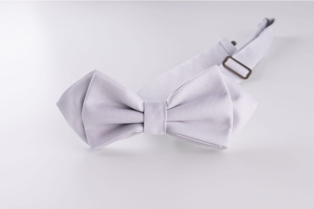 Pearl gray bow tie