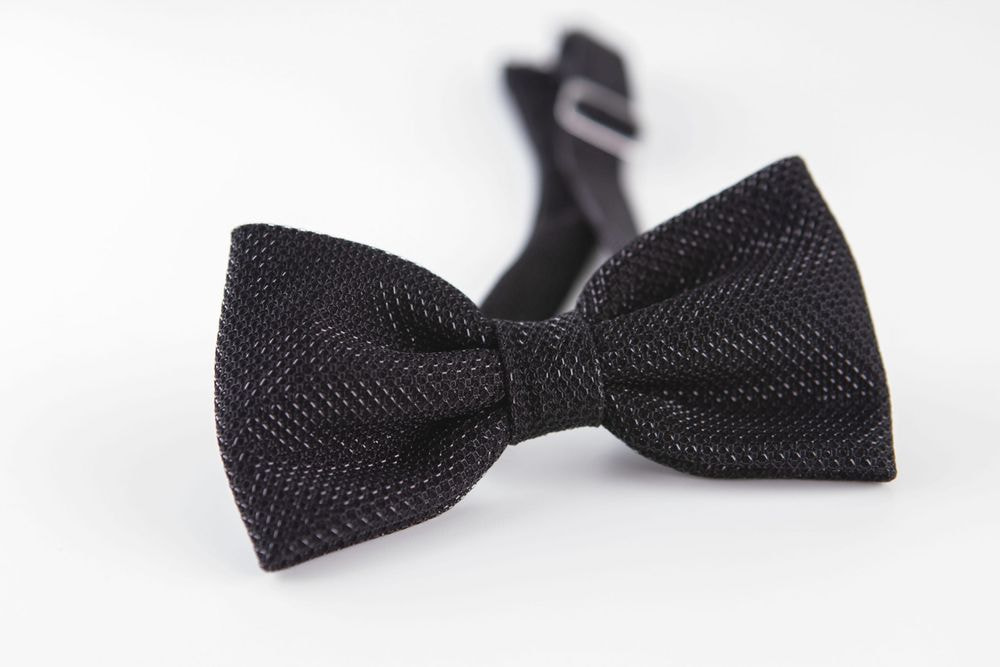 Black laminated effect bow tie