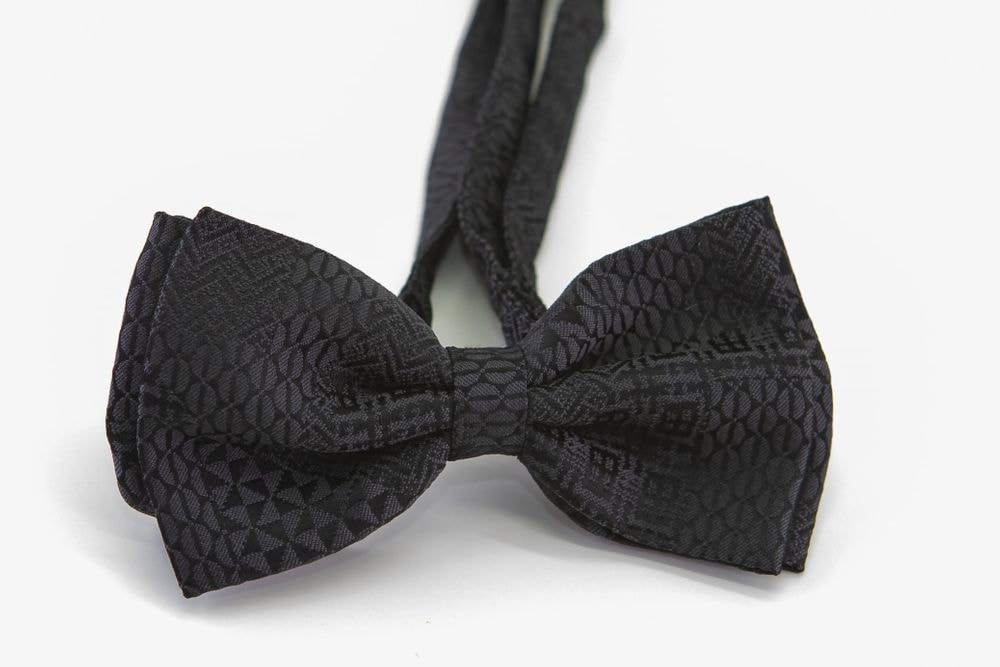 Tone-on-tone damask black bow tie