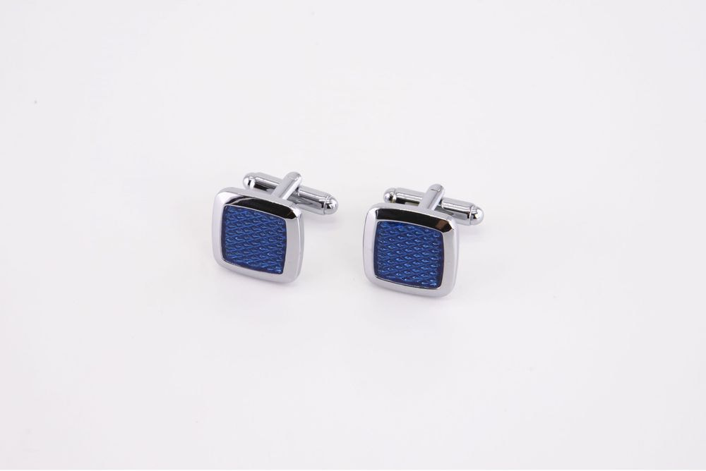 Blue color and stainless steel square cufflinks