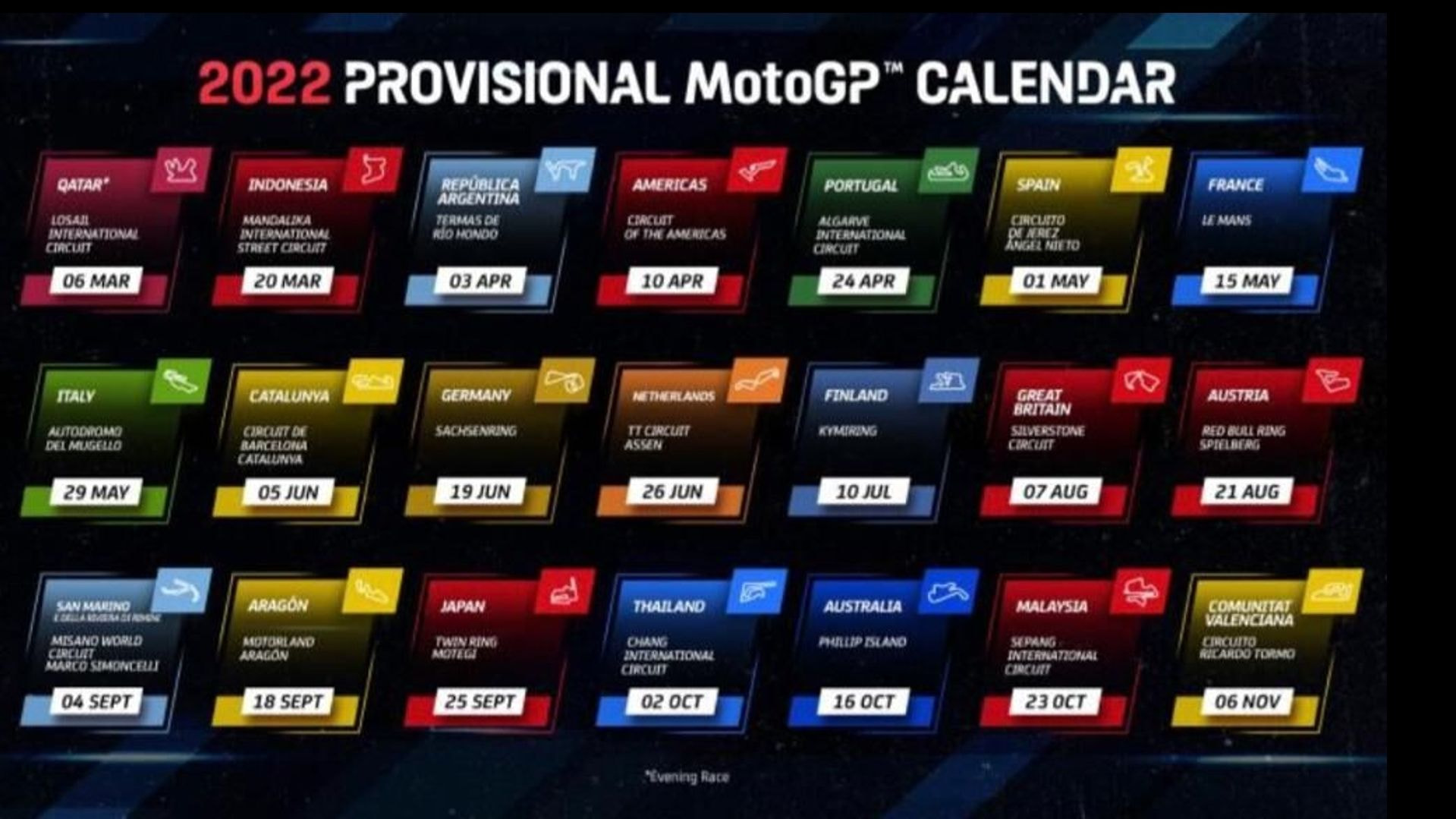 2022 calendar moto2