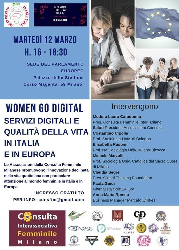 Eventi: Women Go Digital: servizi digitali e qualità della vita in Italia e in Europa