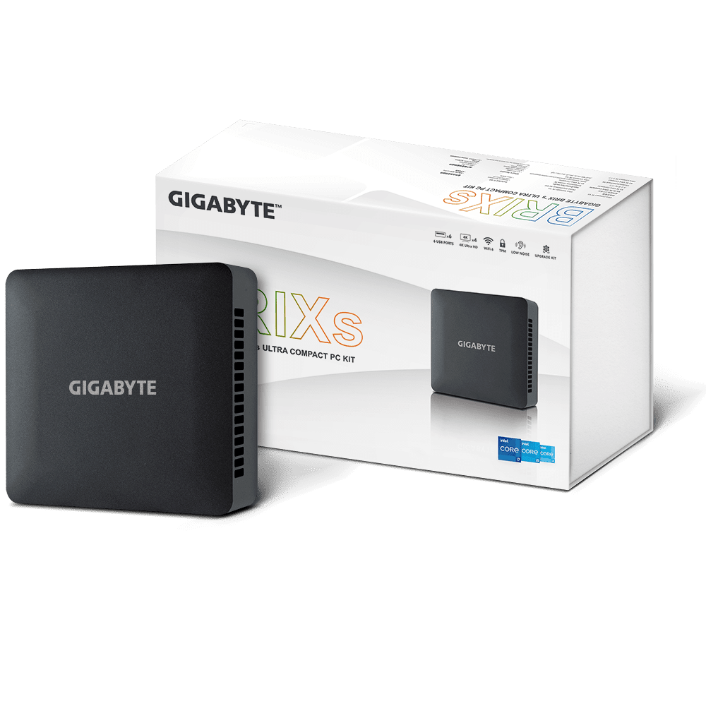 GIGABYTE BRIX Mini-PC NUC i5 1335U, M.2 NVMe, 2.5 GbE, Wi-Fi 6 / BT5.2, USB3.2 Gen2