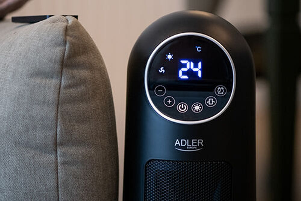 Adler keramični LCD kalorifer 2200W, stolp, črn