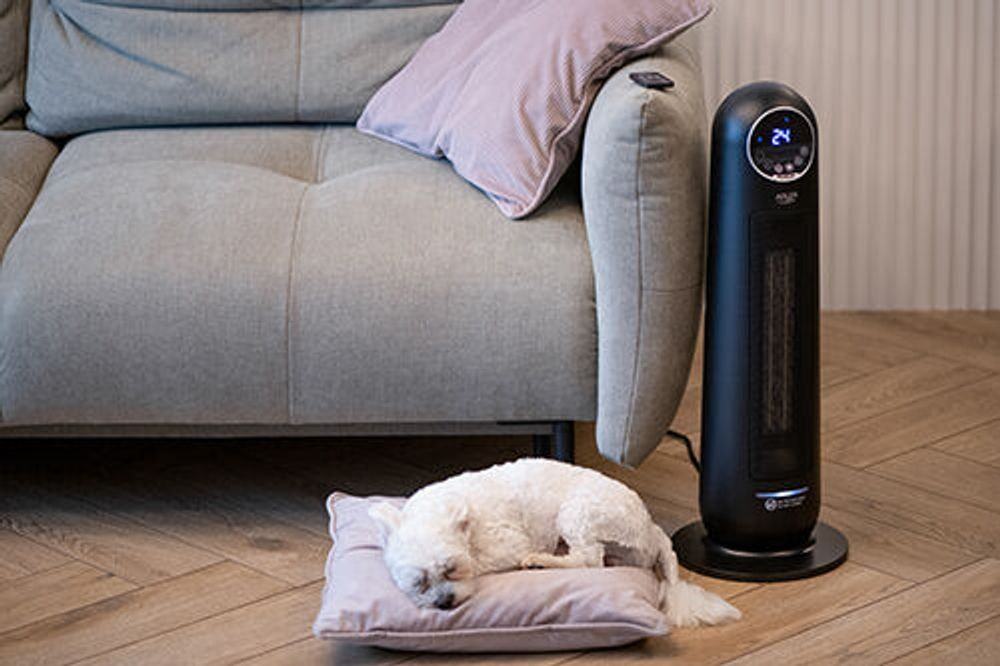 Adler keramični LCD kalorifer 2200W, stolp, črn