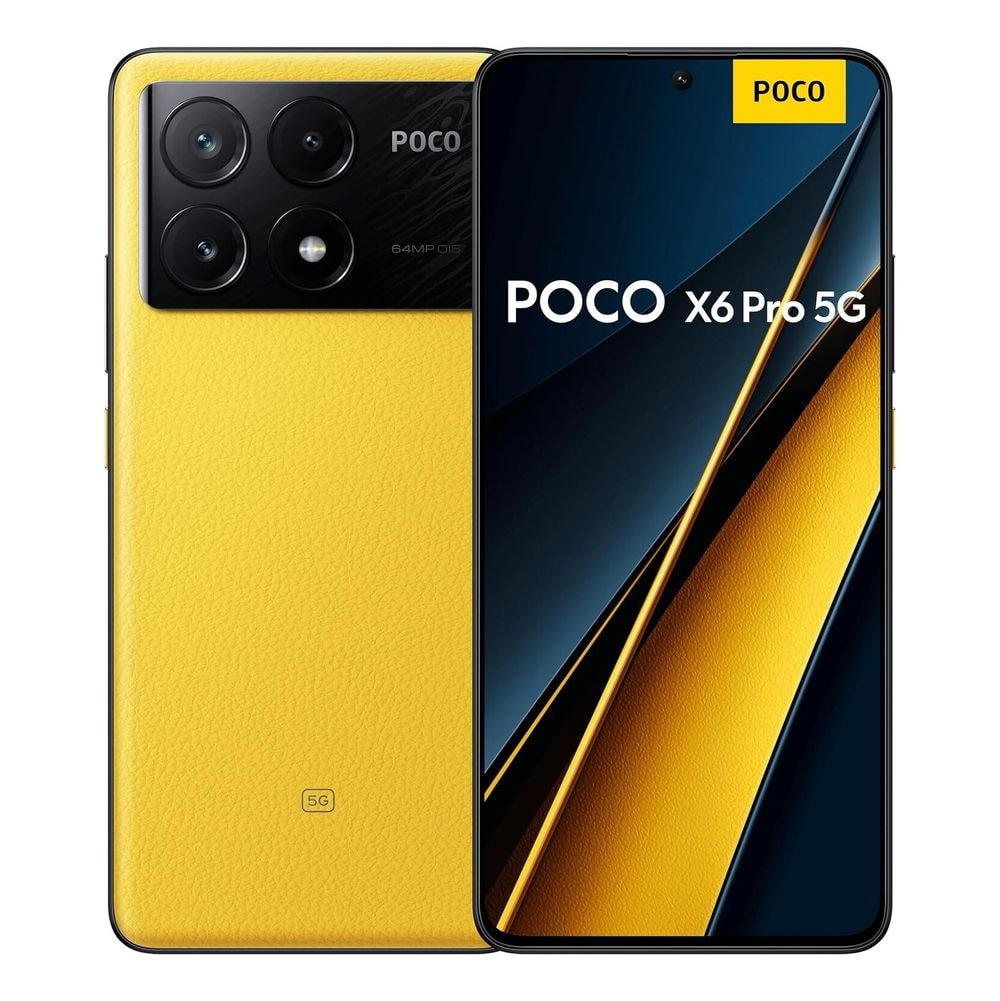 POCO X6 Pro 5G pametni telefon 8/256GB, rumena, vegansko usnje