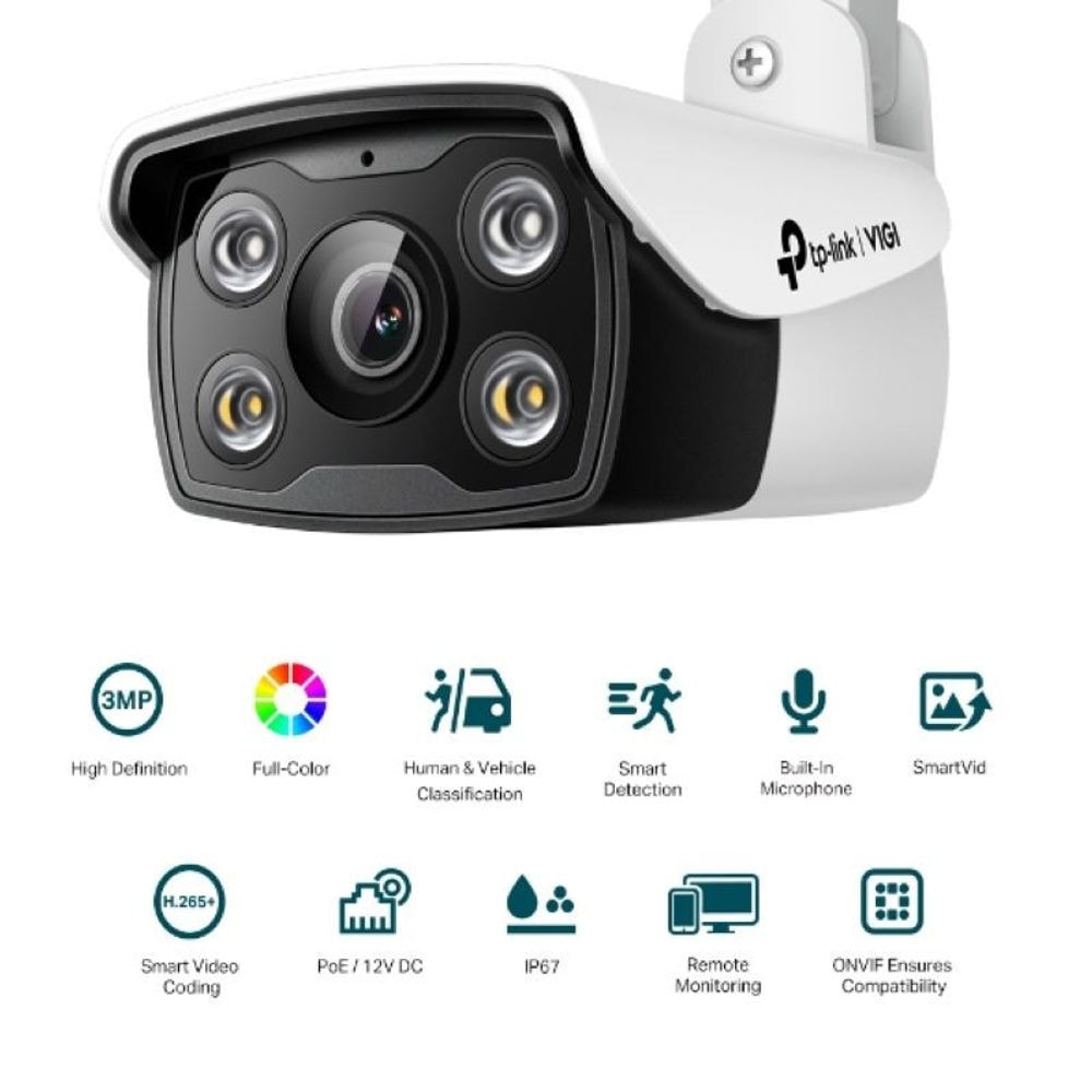 TP-LINK VIGI 3MP zunanja Full-Color Bullet mrežna kamera C330 6mm