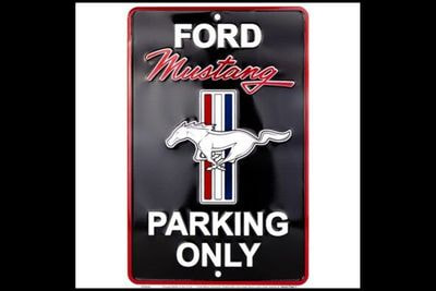 Ford Mustang Parking Only Black   Embossed Metal Sign 8x12 