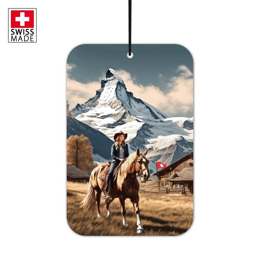 Cyber Design a Swiss Village in the Mountains Car Air Freshener