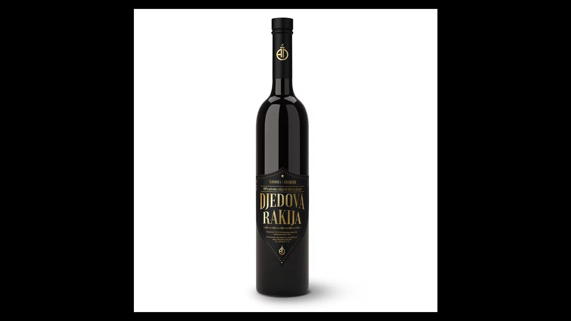 Elegant Djedova Rakija bottle, showcasing premium Balkan plum brandy heritage.