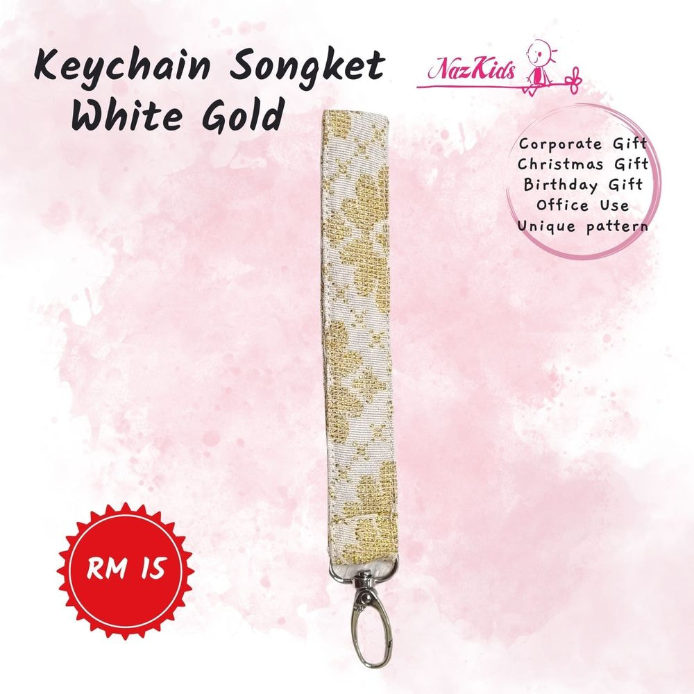 Keychain Songket White Gold