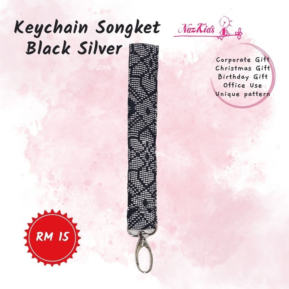 Keychain Songket Black Silver