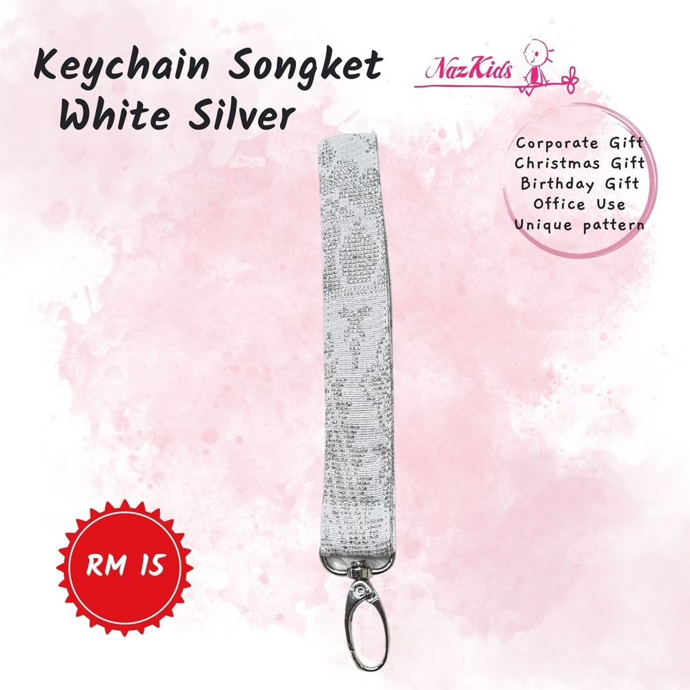 Keychain Songket White Silver