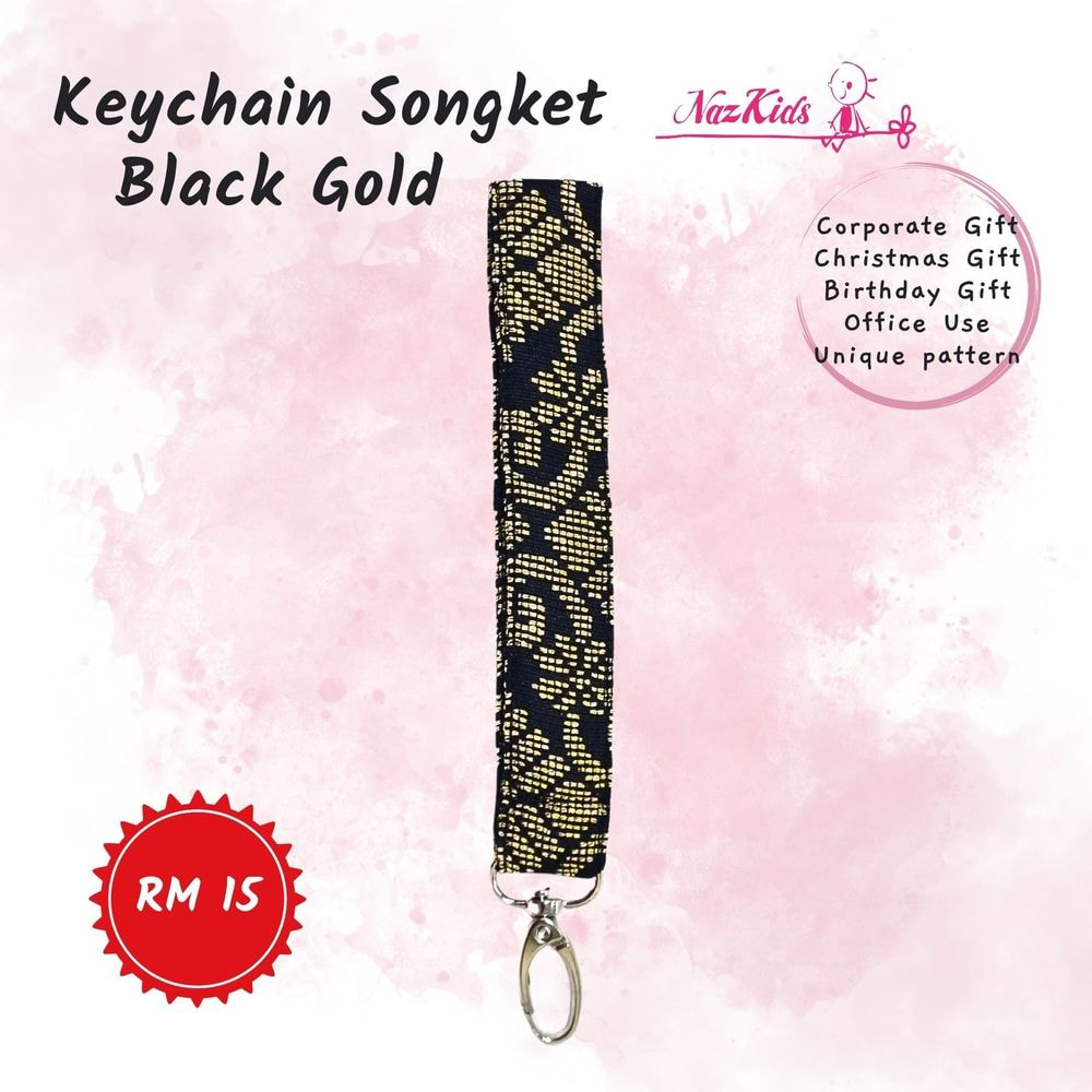 Keychain Songket Black Gold
