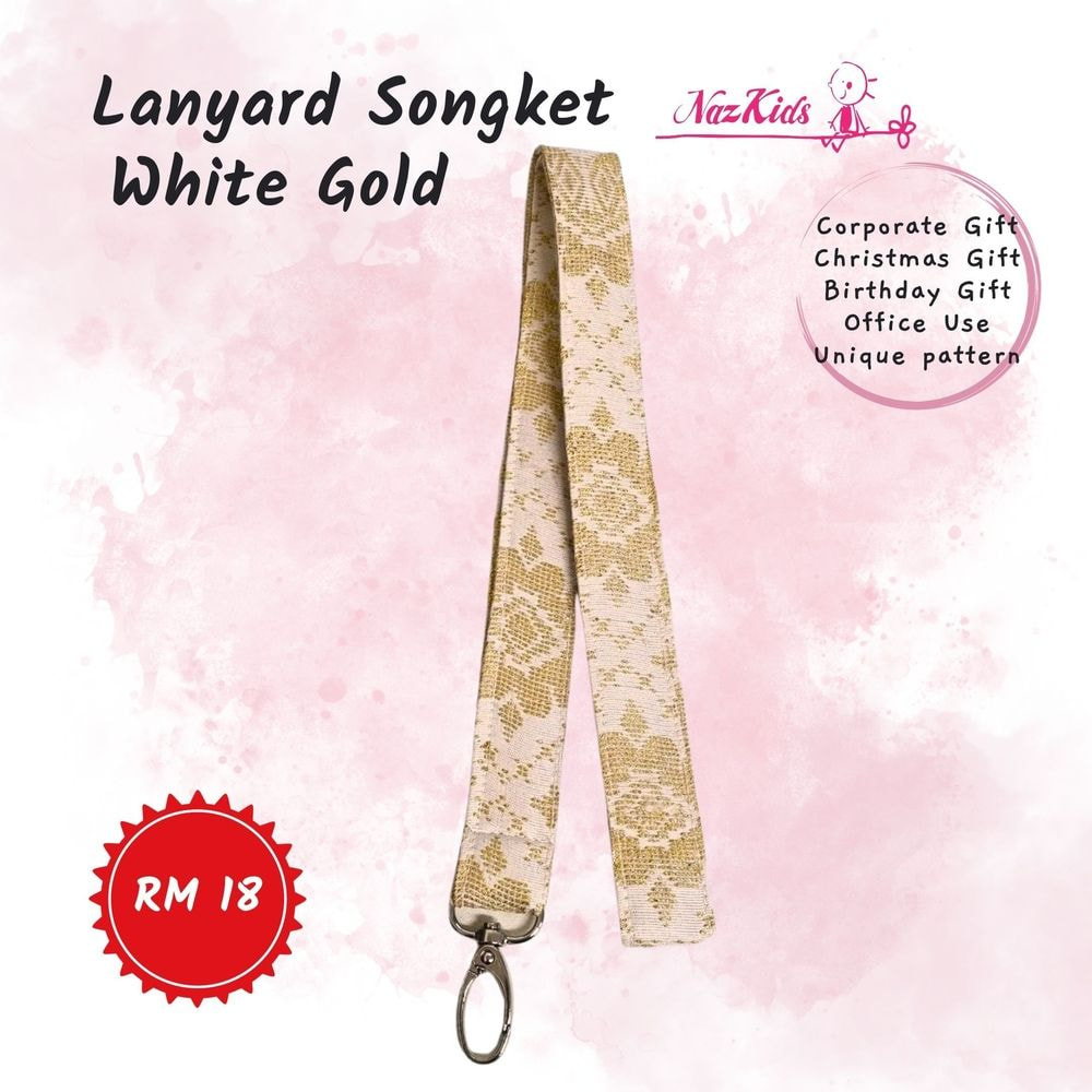Lanyard Songket White Gold