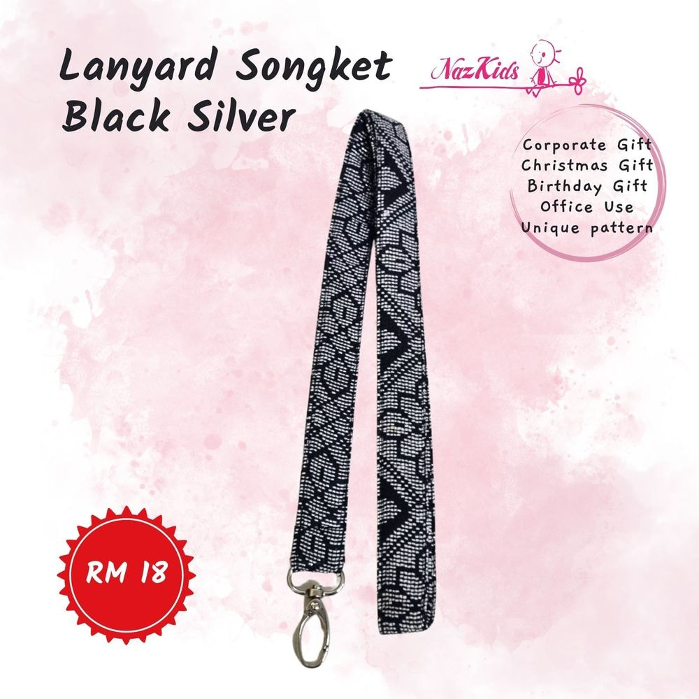 Lanyard Songket Black Silver
