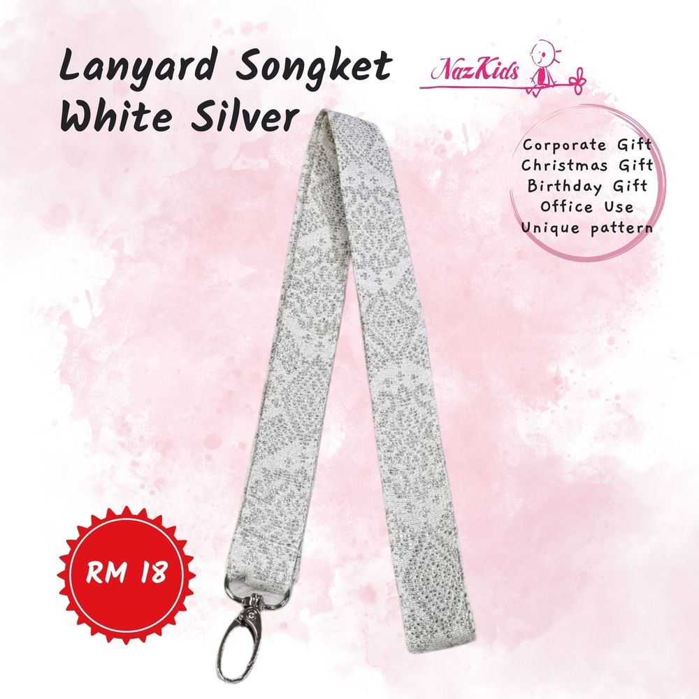 Lanyard Songket White Silver