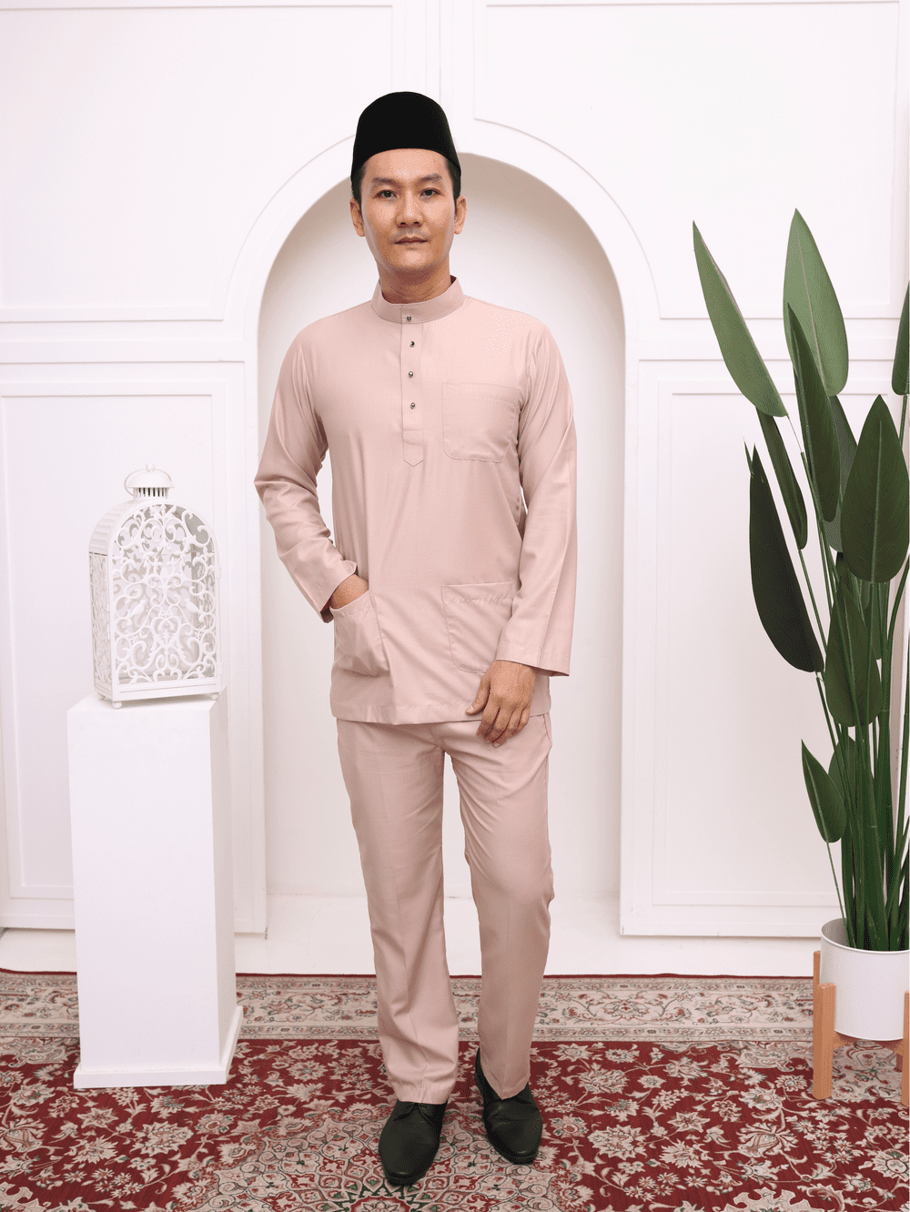 Baju Melayu Moden- Salmon Pink