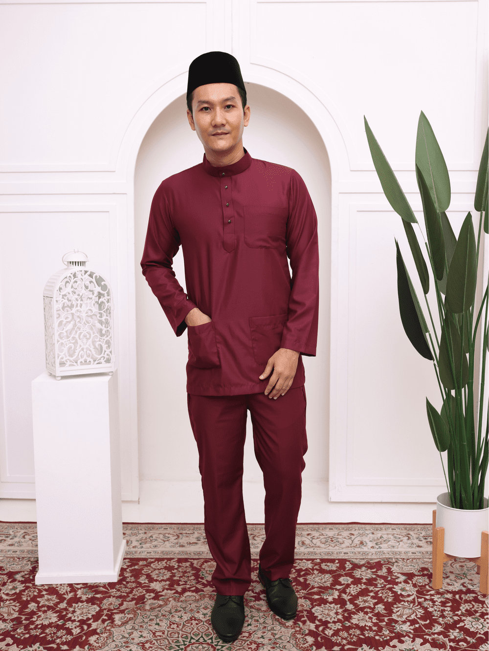 Baju Melayu Moden- Maroon