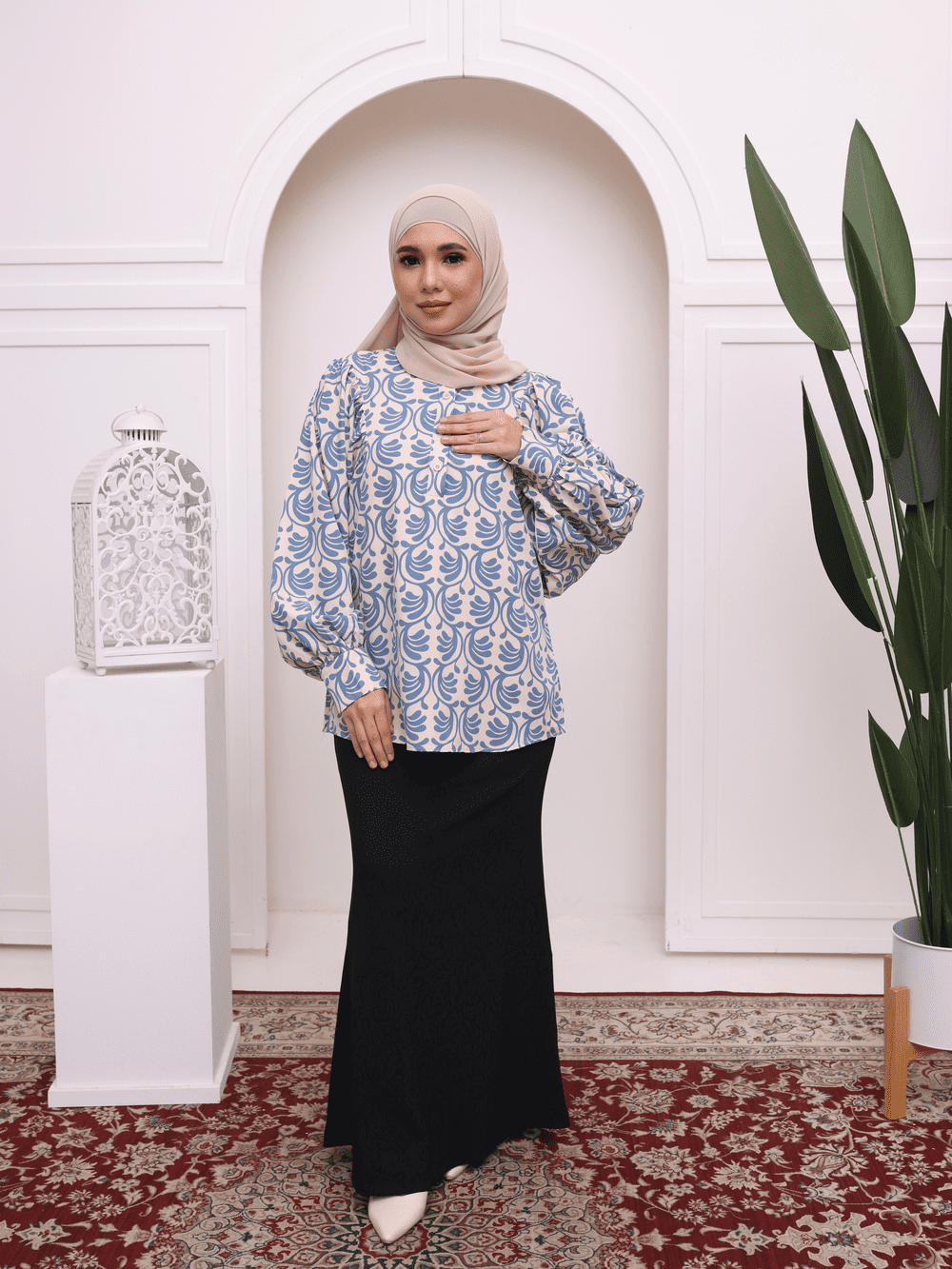 Ruffle Sleeved Blouse - Steel Blue
