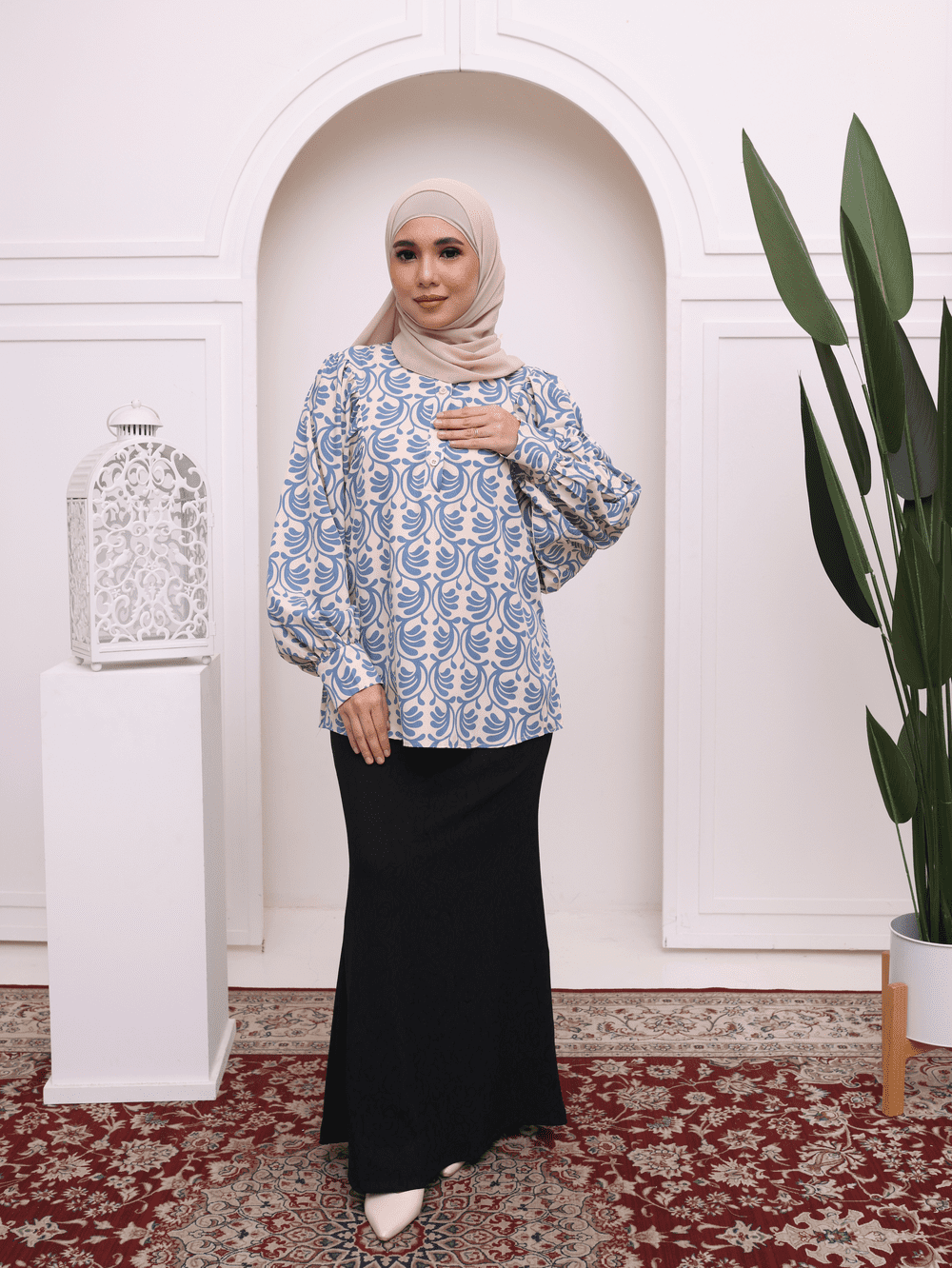 Ruffle Sleeved Blouse - Steel Blue