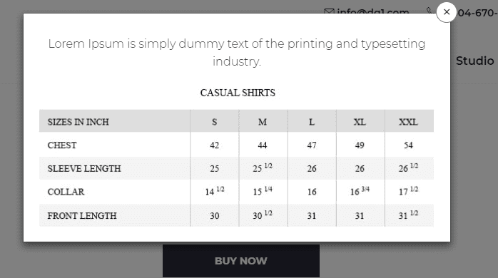 Product info modal | Manuals