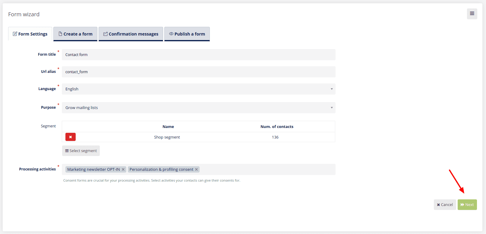 Form settings