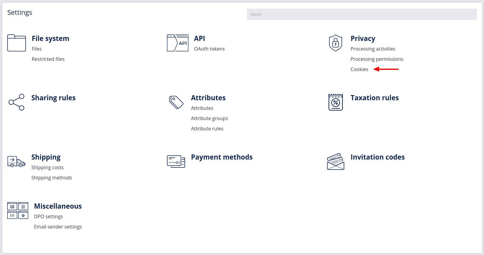 cookies settings