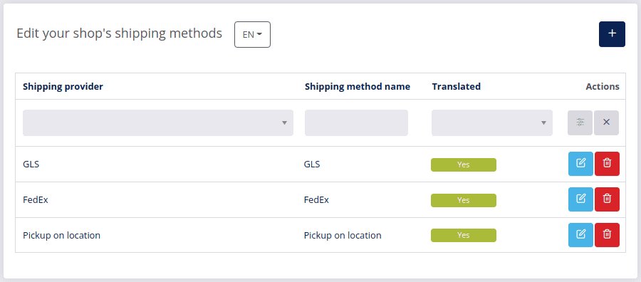 shipping methods preview