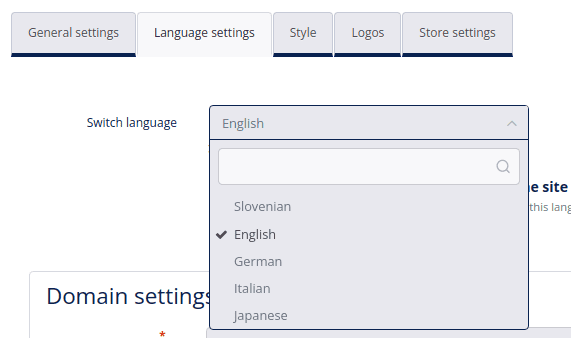 select language