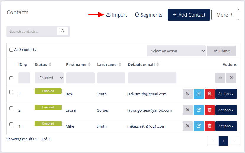 Import contacts