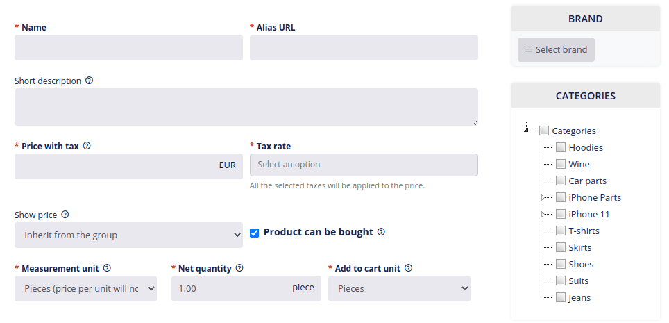 Add product general settings