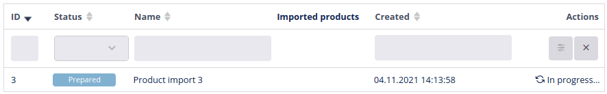 Processing product import