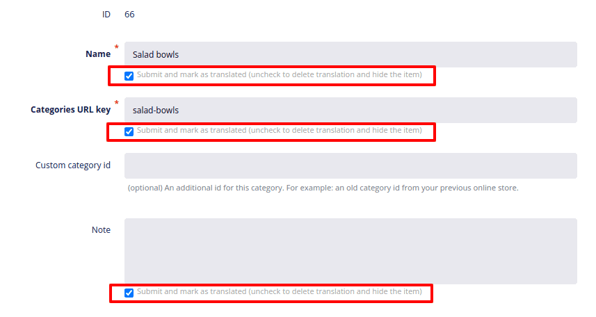 Product category translatable fields