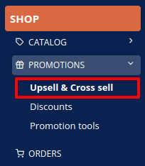 Upsell & Cross sell left menu