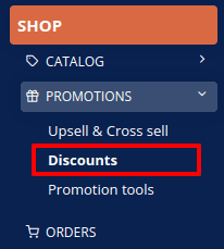 Product discounts in left menu