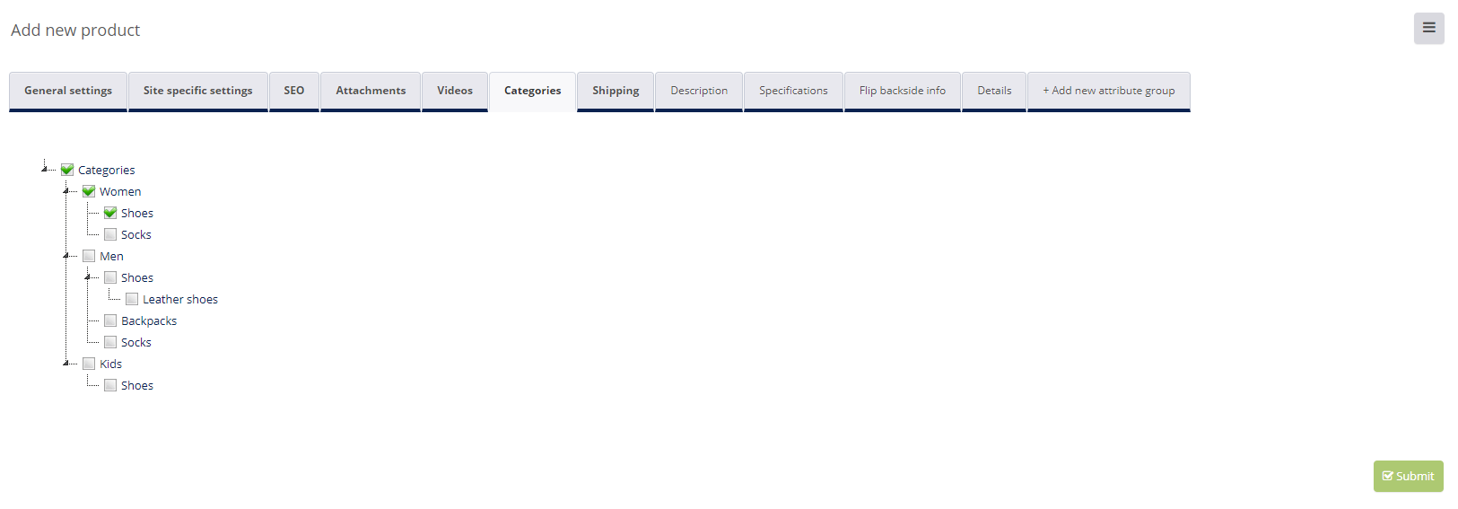 Add new product categories