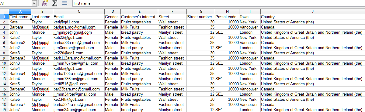 Import table example